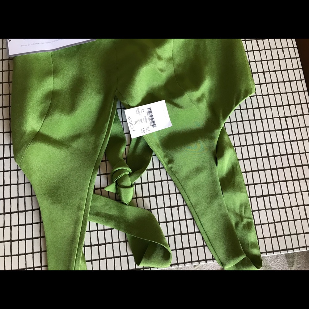 $120 NWT JCrew green Silk Tricotine Allegra Dress - Picture 5 of 7